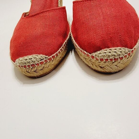 Toni Pons Caldes Red Linen Wedge Sandal Size 8 - Picture 5 of 11
